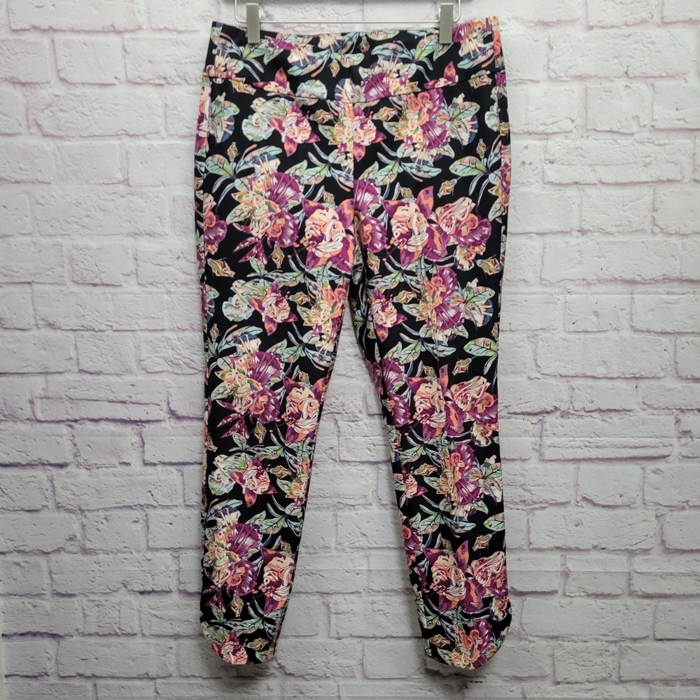 Soft Surroundings Star Gazer Floral Twill Pants Size PM‎ Pull On Ankle Cropped